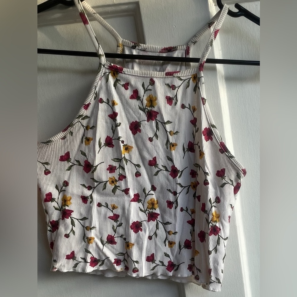 Women’s White and Floral Tank Top